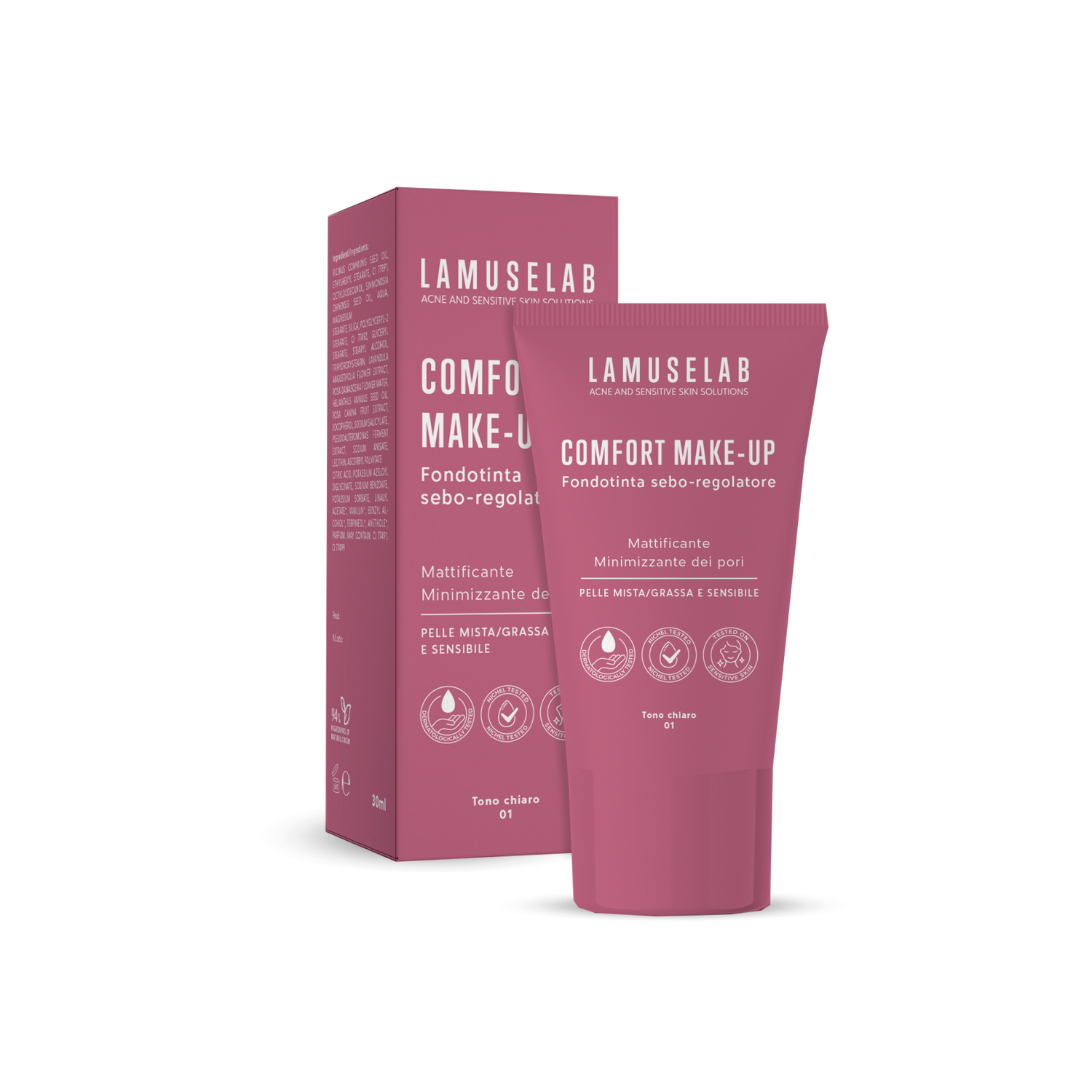 COMFORT MAKE-UP - FONDOTINTA CHIARO SEBO-REGOLATORE PER PELLE MISTA/GRASSA E SENSIBILE 30ml