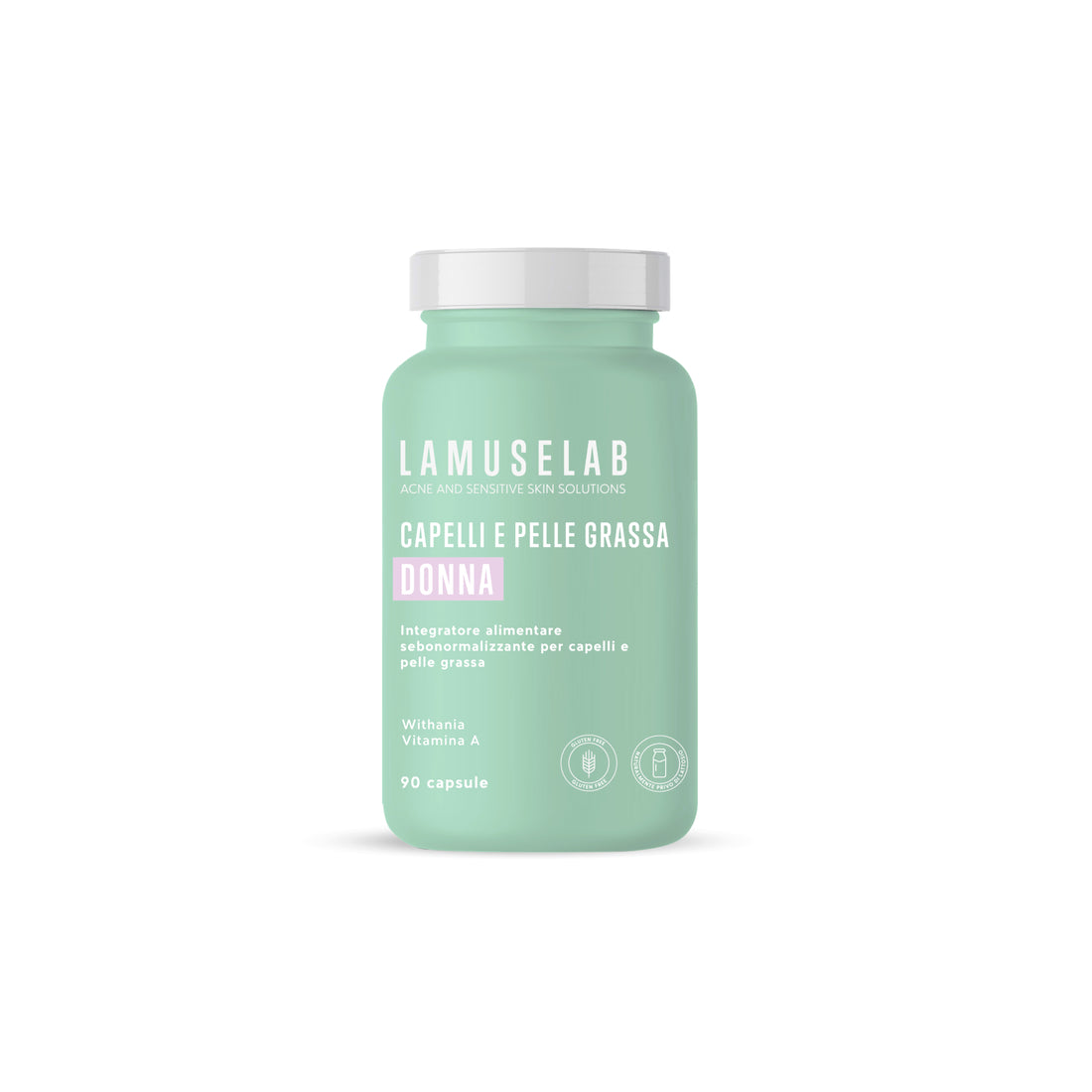 Lamuselab capelli e pelle grassa donna- integratore alimentare per capelli e pelle grassa  90 Capsule