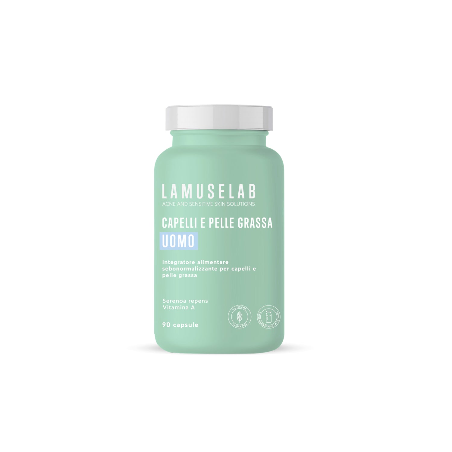 Lamuselab capelli e pelle grassa uomo- integratore alimentare per capelli e pelle grassa  90 Capsule